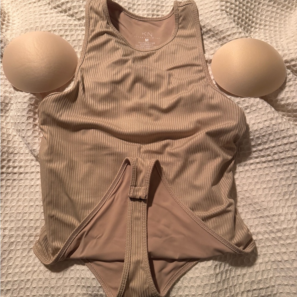 Klassy Network Beige Ribbed Bramisuit, size Medium